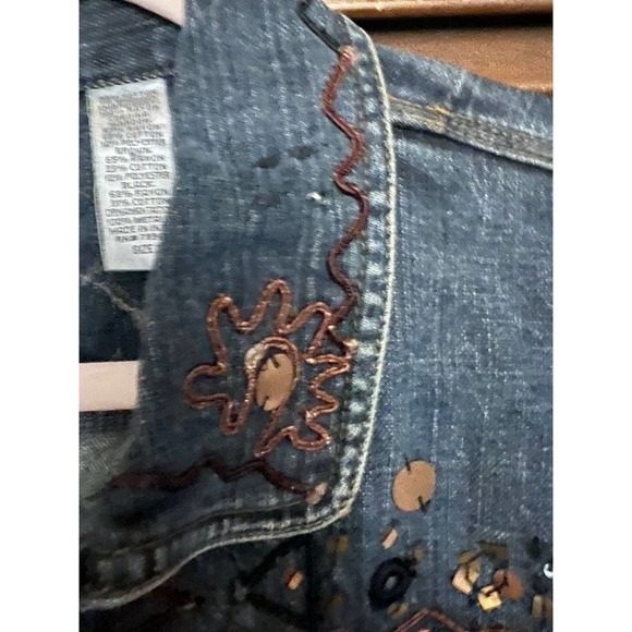 CHICOS Denim Jacket with Embroidered Accents (Size 2) - Picture 6 of 10